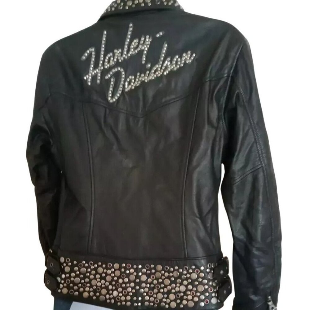 Harley-Davidson Women’s Roxy Bling Black Leather Jacket - Picture 14 of 15